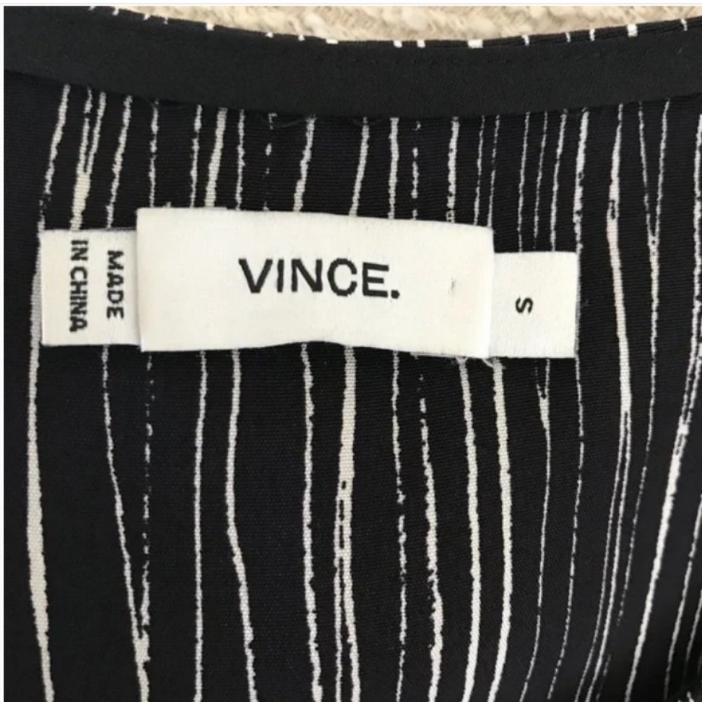 Vince Silk Wavy Stripe Shirt Dress Tunic Oversized Striped Black NWOT - Picture 5 of 5
